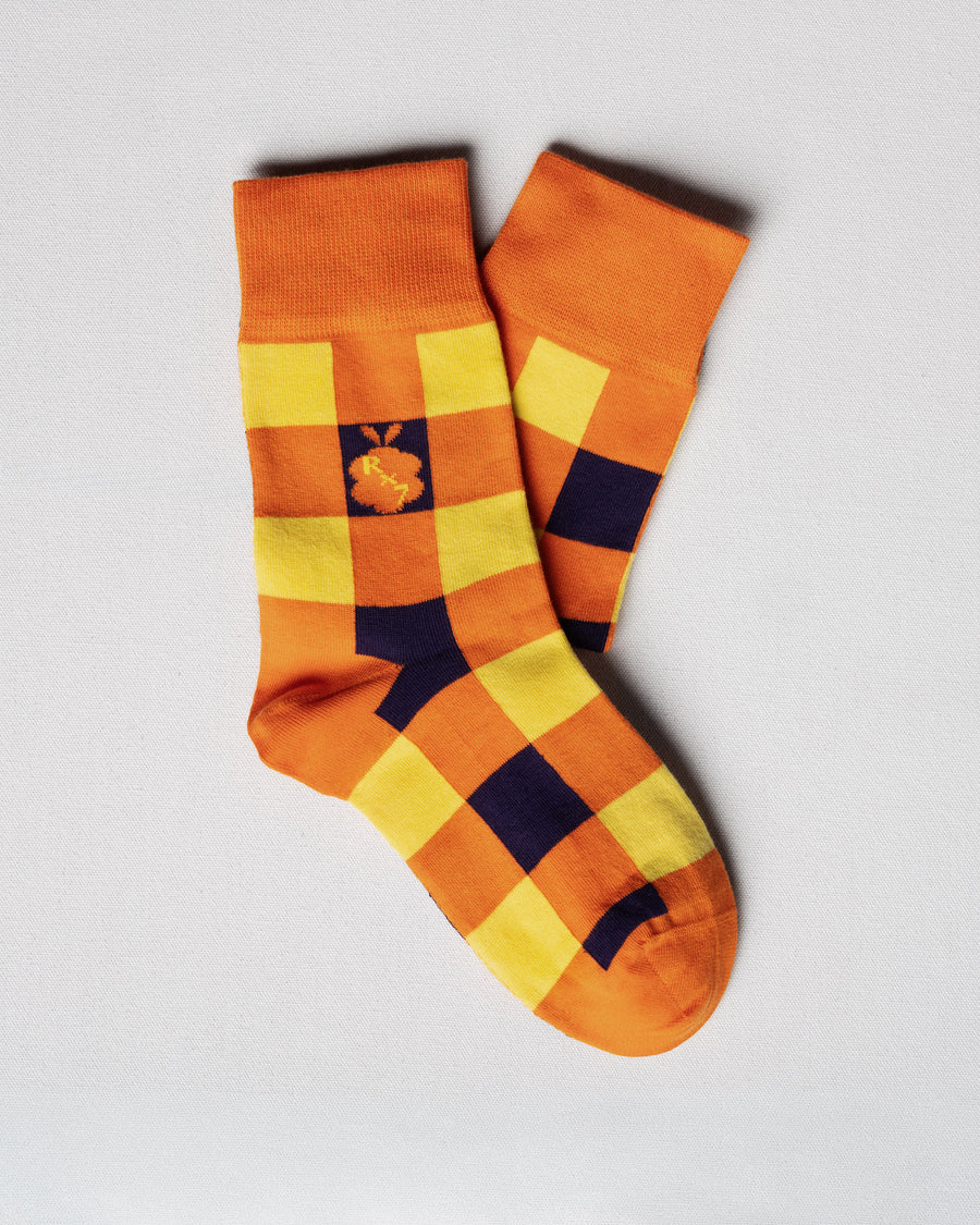 3 Squares Socks | Orange