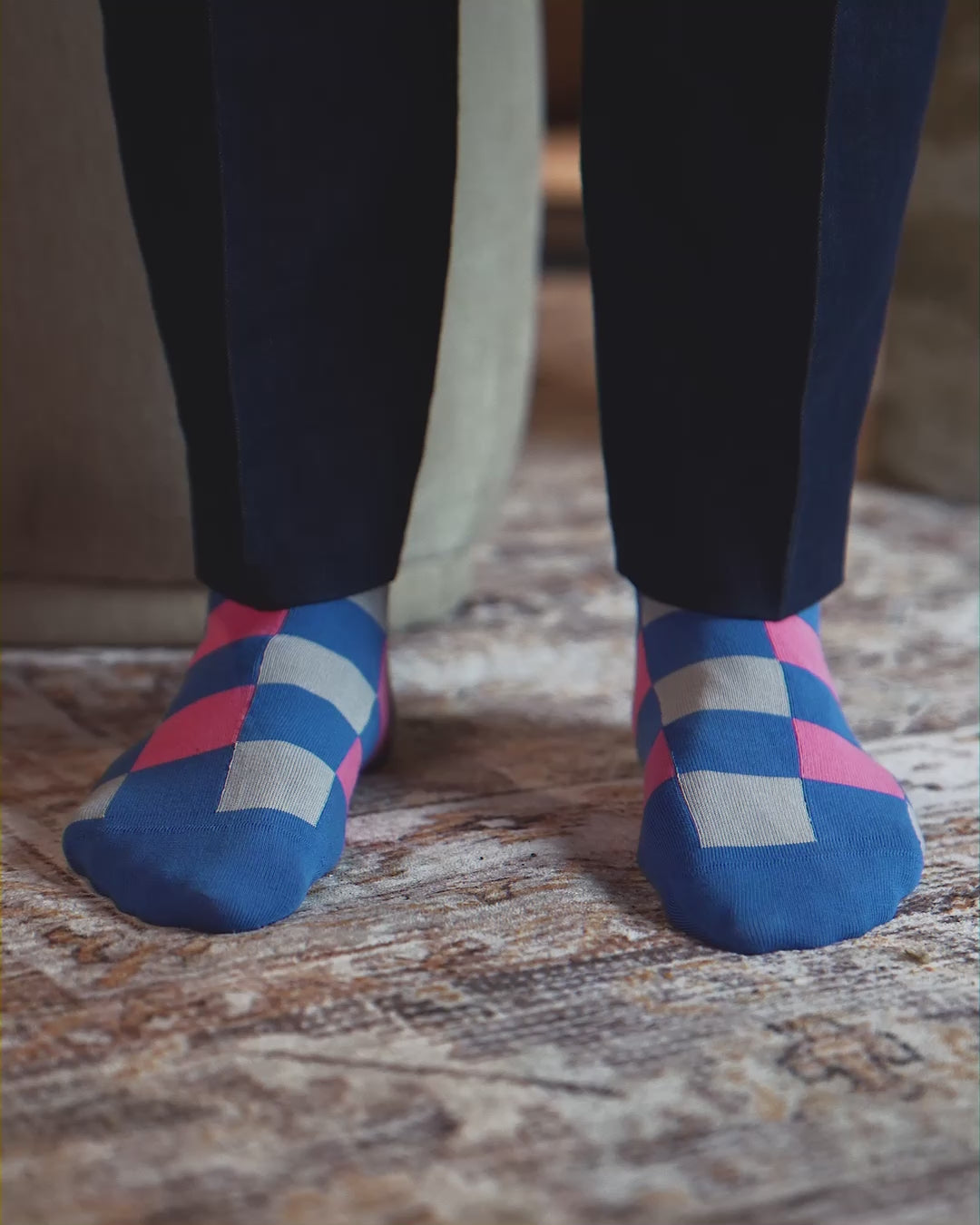 3 Squares Socks | Blue