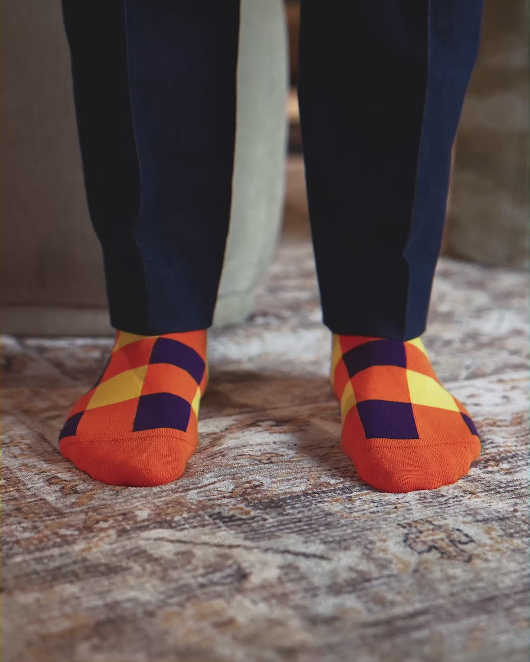 3 Squares Socks | Orange
